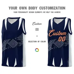 Navy Silver Snake Scale Venomous Fang Graffiti Basketball Jersey 3