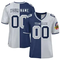 Navy Silver Split Two Tone Design Football Jersey