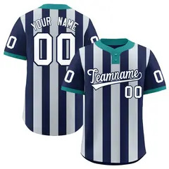 Navy Silver Stripe Two-Button Softball Jersey 1