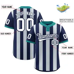 Navy Silver Stripe Two-Button Softball Jersey 2