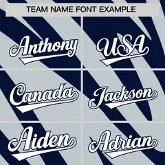Navy Silver Tiger Stripe Gradient Baseball Jersey 3