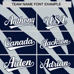 Navy Silver Tiger Stripe Gradient Baseball Jersey 3