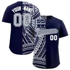 Navy Silver Tribal Split Baseball Jersey 1