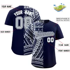 Navy Silver Tribal Split Baseball Jersey 2