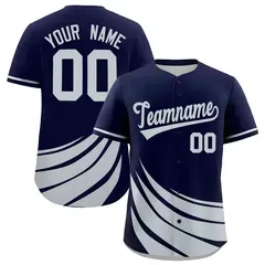 Navy Silver Wind Mark Graffiti Pattern Baseball Jersey 1