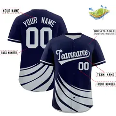 Navy Silver Wind Mark Graffiti Pattern Baseball Jersey 2