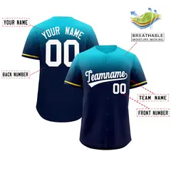 Navy Sky Blue Gradient Fashion Authentic Baseball Jersey 2
