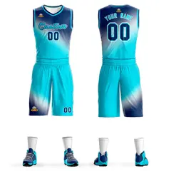 Navy Sky Blue Gradient Fashion Sports Basketball Jersey