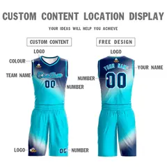 Navy Sky Blue Gradient Fashion Sports Basketball Jersey 3