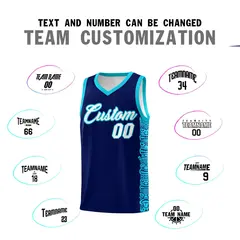 Navy Sky Blue Indians Pattern Basketball Jersey 4