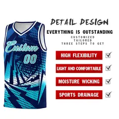 Navy Sky Blue Lightning Halftone Dot Basketball Jersey 2