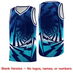 Navy Sky Blue Lightning Halftone Dot Basketball Jersey 6