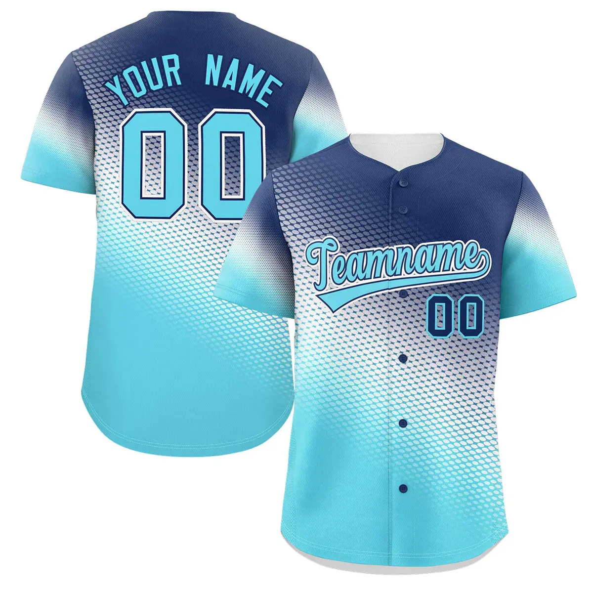 Navy Sky Blue Tiny Spot Gradient Authentic Baseball Jersey