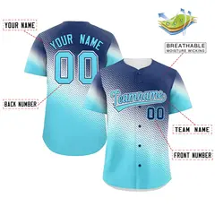 Navy Sky Blue Tiny Spot Gradient Authentic Baseball Jersey 2