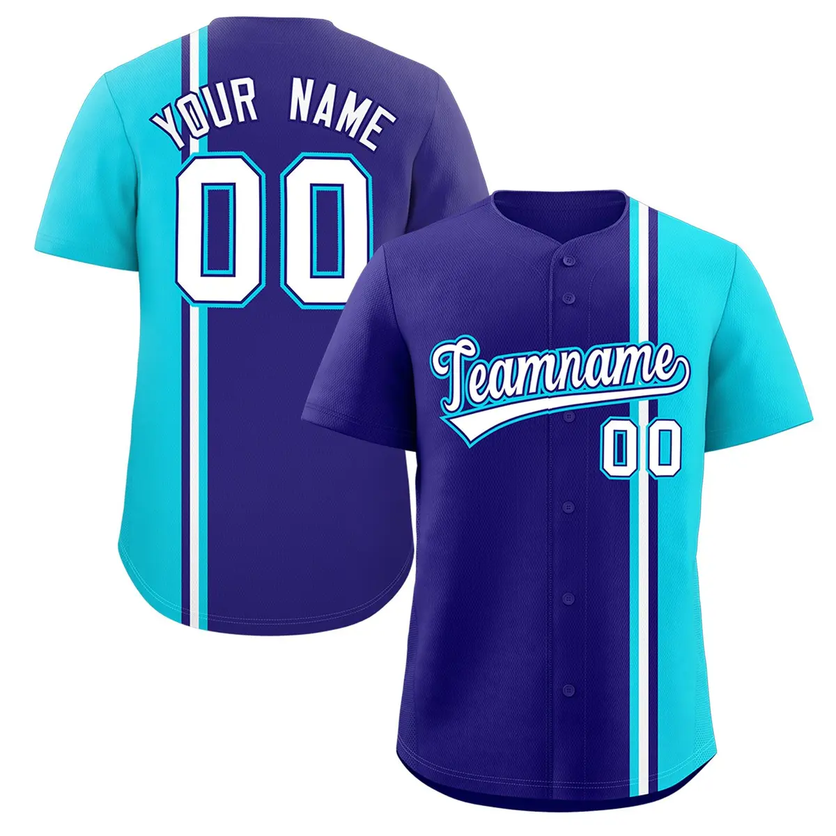 Navy Sky Blue-White Color Block Authentic Baseball Jersey