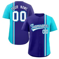 Navy Sky Blue-White Color Block Authentic Baseball Jersey 1
