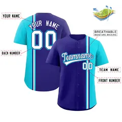 Navy Sky Blue-White Color Block Authentic Baseball Jersey 2