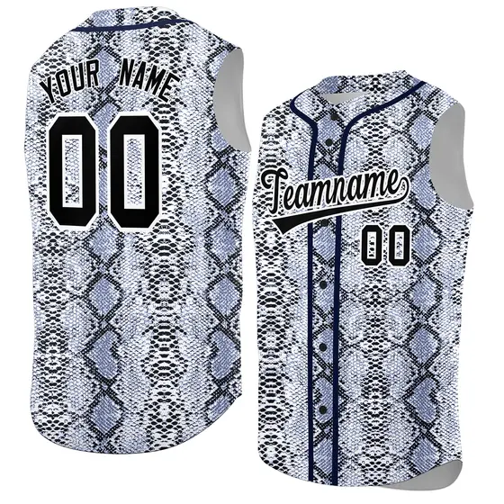 Navy Snakeskin Pattern Sleeveless Baseball Jersey
