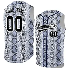 Navy Snakeskin Pattern Sleeveless Baseball Jersey