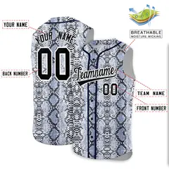 Navy Snakeskin Pattern Sleeveless Baseball Jersey 2