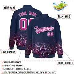 Navy Sparkle-Effect Varsity Letterman Baseball Jacket 2