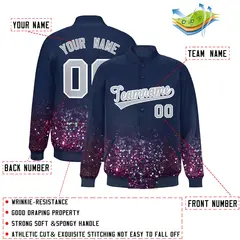 Navy Sparkle-Effect Varsity Letterman Baseball Jacket 2