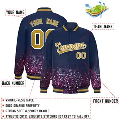 Navy Sparkle-Effect Varsity Letterman Baseball Jacket 2