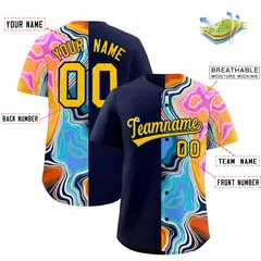 Navy Split Fluid Pattern Authentic Baseball Jersey 2