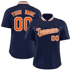 Navy Stand Collar Classic Authentic Baseball Jersey 1