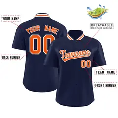 Navy Stand Collar Classic Authentic Baseball Jersey 2