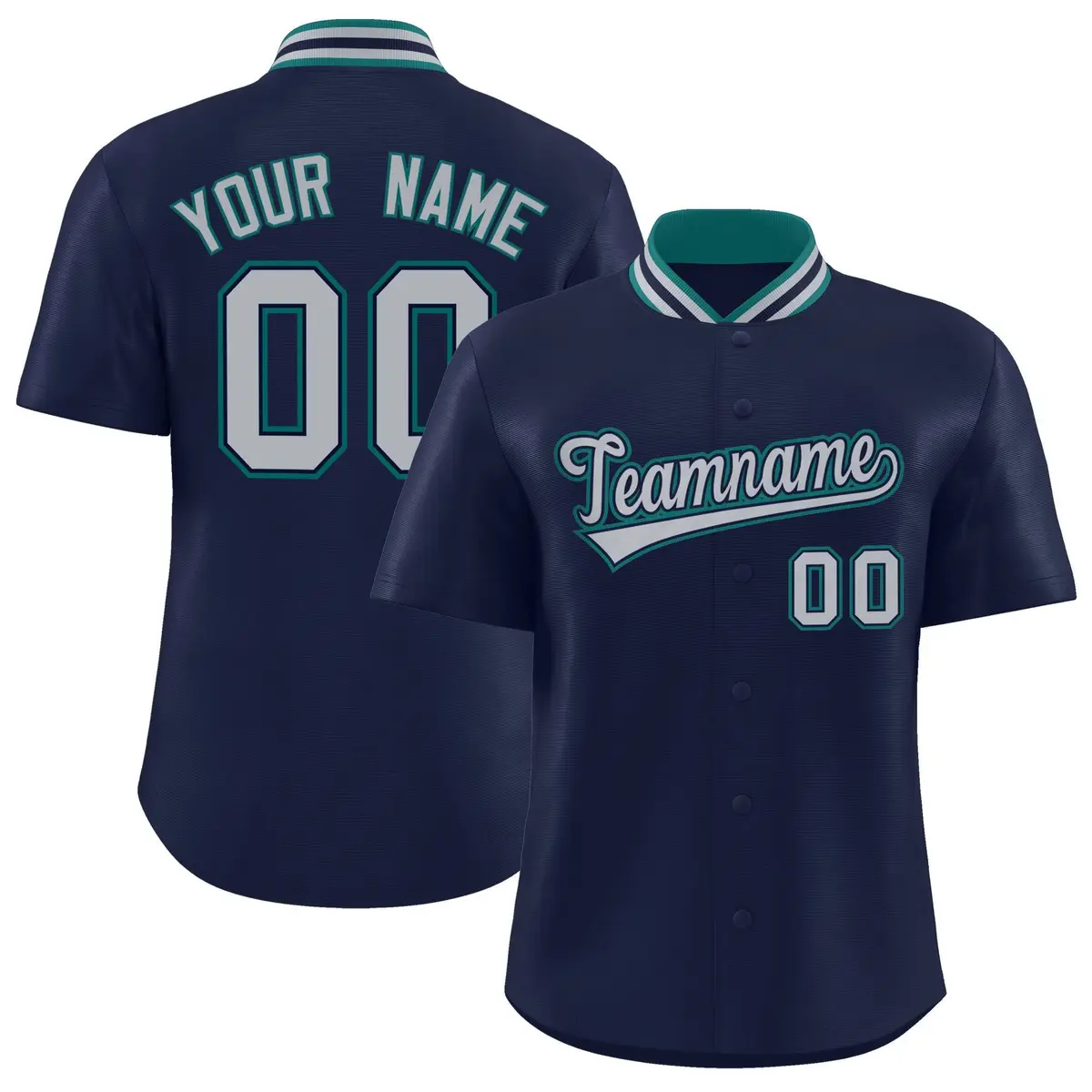 Navy Stand Collar Classic Authentic Baseball Jersey
