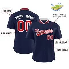 Navy Stand Collar Classic Authentic Baseball Jersey 2