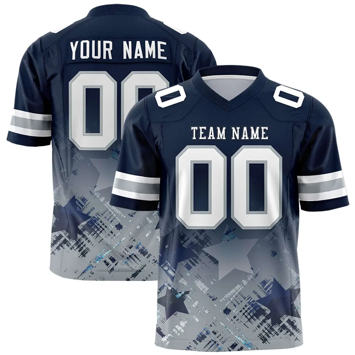 Navy Star Gradient Flag Football Jersey