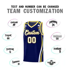 Navy Star Pattern Color Block Shoulders Basketball Jersey 4
