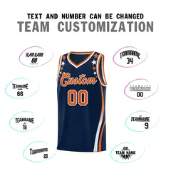 Navy Star Pattern Color Block Shoulders Basketball Jersey 4