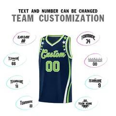 Navy Star Pattern Color Block Shoulders Basketball Jersey 4