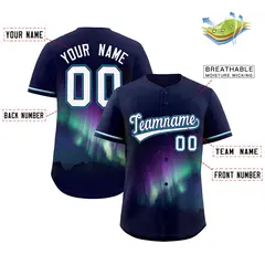 Navy Starburst Pattern Authentic Baseball Jersey 2
