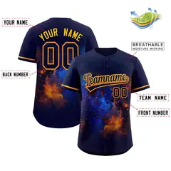 Navy Starburst Pattern Authentic Baseball Jersey 2