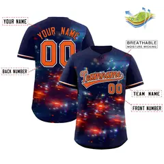 Navy Starburst Pattern Authentic Baseball Jersey 2
