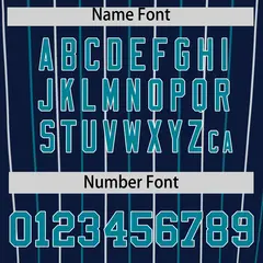 Navy Teal and White Bi-Color Stripes Fashion Baseball Jersey 4