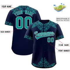 Navy Teal Baroque Style Baseball Jersey 2