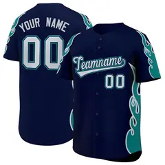 Navy Teal Flame Outline Side Pattern Basketball Jersey 1