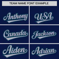 Navy Teal Floral Gradient Full Button Baseball Jersey 3
