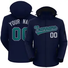 Navy Teal-Gray Classic Style Waterproof Jacket 1