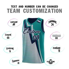 Navy Teal Gray Gradient Lightning Stripes Reversible Basketball Jersey 4