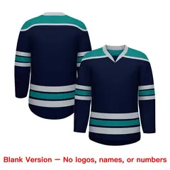 Navy Teal Ice Cream Helmet Pattern Hockey Jersey 7