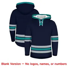 Navy Teal Lace-Up Neck Hockey Hoodie 7