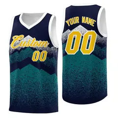 Navy Teal Mountain Fade Gradient Fashion Basketball Jersey 1