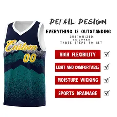 Navy Teal Mountain Fade Gradient Fashion Basketball Jersey 2
