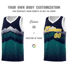 Navy Teal Mountain Fade Gradient Fashion Basketball Jersey 3